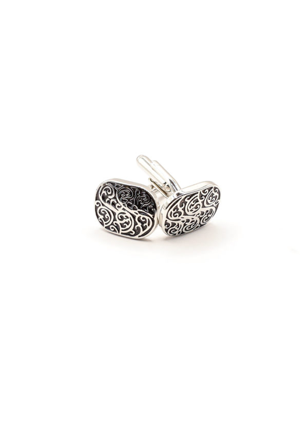 Arabesque-noir-et-argent-boutons-de-manchette