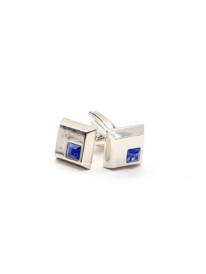 Carre-bleu-et-argent-boutons-de-manchette