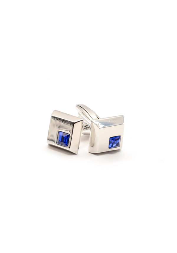 Carre-bleu-et-argent-boutons-de-manchette