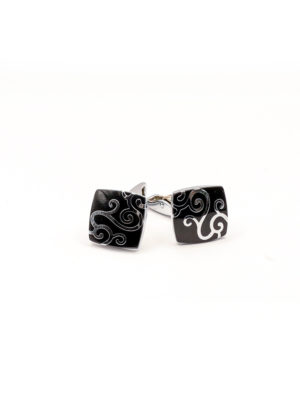 carre-arabesque-noir-et-argent-boutons-de-manchette