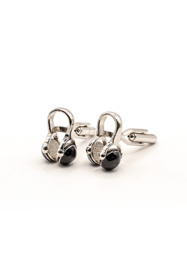 casque-music-noir-et-argent-boutons-de-manchette